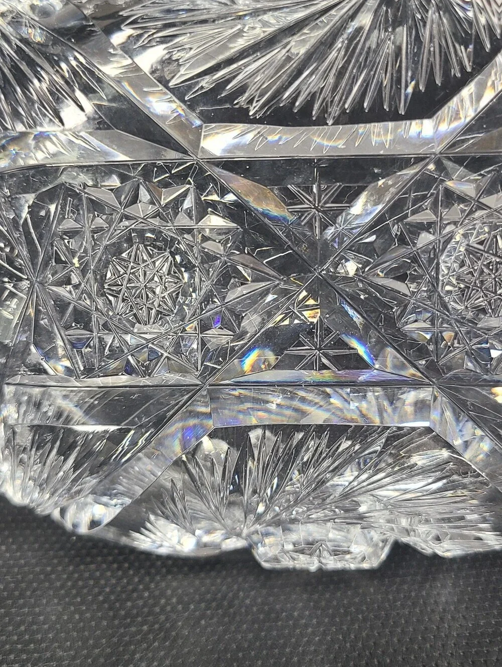 Antique ABP American Brilliant Period Cut Crystal Ornate Oval Dish Vintage